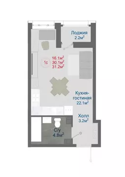 1-к кв. Воронежская область, Новоусманский район, пос. Отрадное ул. ...