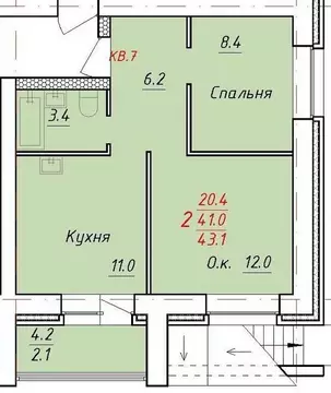 2-к кв. Алтайский край, Новоалтайск ул. 9 Января, 21 (43.1 м)