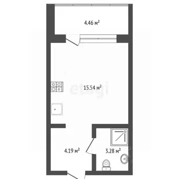 Студия Тюменская область, Тюмень ул. Игоря Комиссарова, 10 (27.0 м)