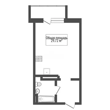 Квартира-студия: Новосибирск, Приморская улица, 15с1 (29.72 м)