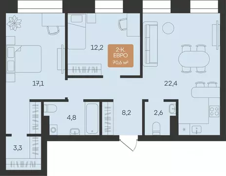 2-к кв. Ямало-Ненецкий АО, Новый Уренгой Созидателей мкр, Атмосфера. ...