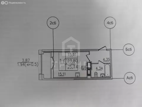 Квартира-студия: Санкт-Петербург, улица Типанова, 22 (25.7 м)
