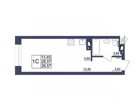 Студия Башкортостан, Уфа Космос жилой комплекс, лит1 (26.66 м)