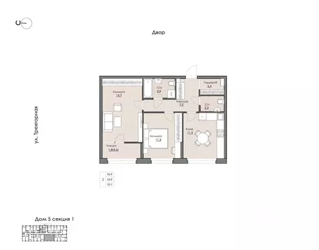 2-к кв. Хабаровский край, Хабаровск Воронежская ул., 159А (55.7 м)