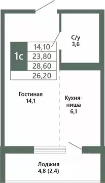 1-к кв. Кемеровская область, Кемерово 64-й мкр, Лучи жилой комплекс ...