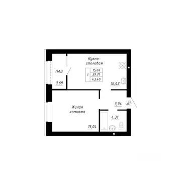 1-к кв. Башкортостан, Стерлитамак Прибрежный мкр,  (43.4 м)