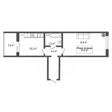 1-к кв. Новосибирская область, Обь Октябрьская ул., 10 (35.0 м)