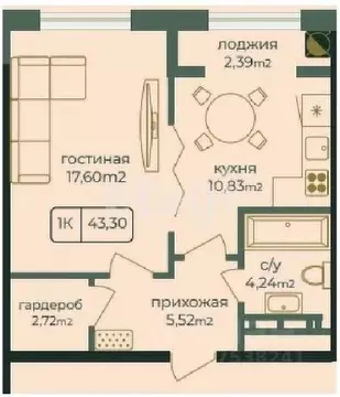 1-к кв. Дагестан, Каспийск просп. Акулиничева (43.2 м)