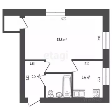 1-к кв. Тюменская область, Тюмень ул. Мельникайте, 96 (30.0 м)