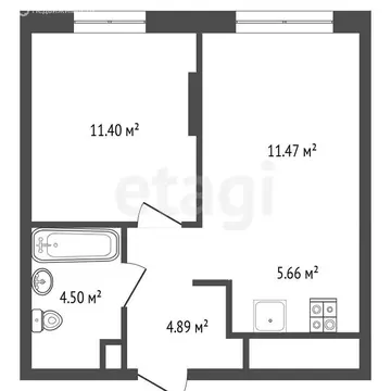 1-комнатная квартира: Тюмень, Интернациональная улица, 199к10 (37.8 м)