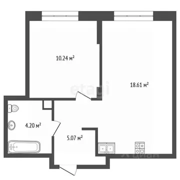 1-к кв. Тюменская область, Тюмень ул. Новоселов, 90 (38.12 м)