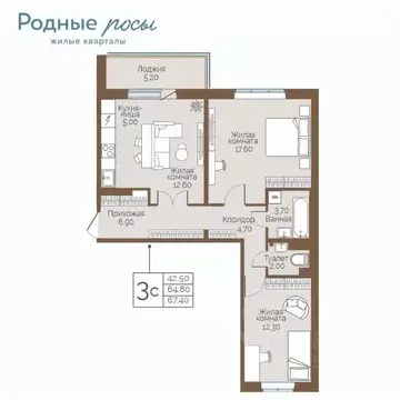 3-к кв. Пермский край, Пермский муниципальный округ, с. Фролы ул. ...