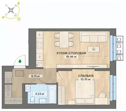 1-к кв. Свердловская область, Екатеринбург Академический мкр, 15-й ...