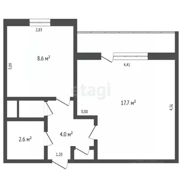 1-к кв. Кемеровская область, Кемерово Молодежный просп., 11б (34.7 м)