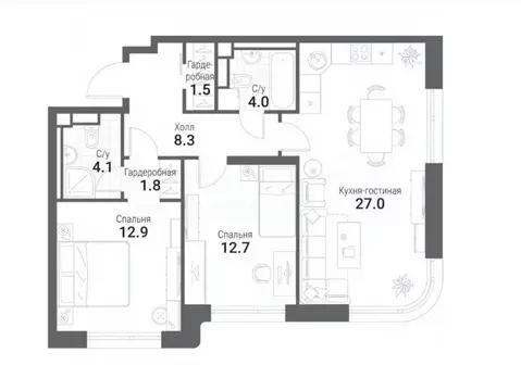 3-к кв. Москва просп. Лихачева, 20 (72.0 м)