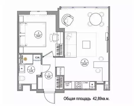 1-к кв. Тверская область, Конаково ул. Набережная Волги, 33 (42.9 м)