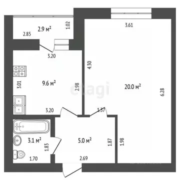 1-к кв. Башкортостан, Стерлитамак просп. Октября, 44 (37.7 м)
