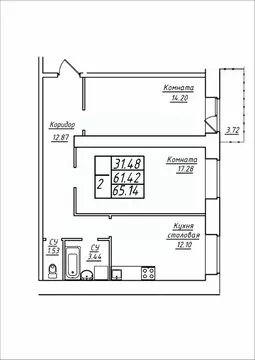 2-к кв. Самарская область, Самара ул. Стара-Загора, 249А (65.14 м)