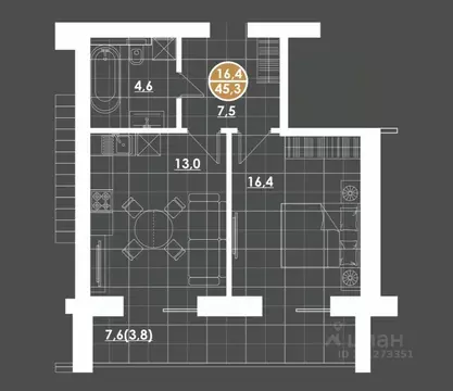 1-к кв. Пензенская область, Пенза ул. Тимирязева, 11 (46.5 м)