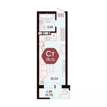 Квартира-студия: Ростовская область, Аксай (26.11 м)