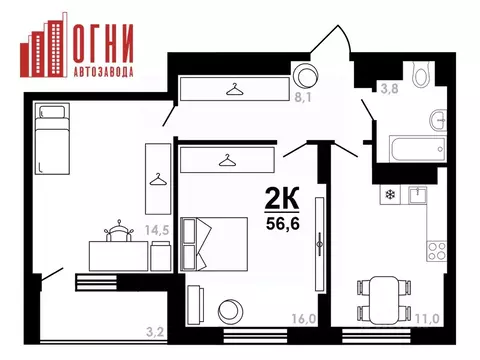2-к кв. Нижегородская область, Нижний Новгород Коломенская ул., 8к4 ...