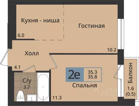 2-к кв. Пермский край, Пермь ул. Оборонщиков, 6 (35.8 м)