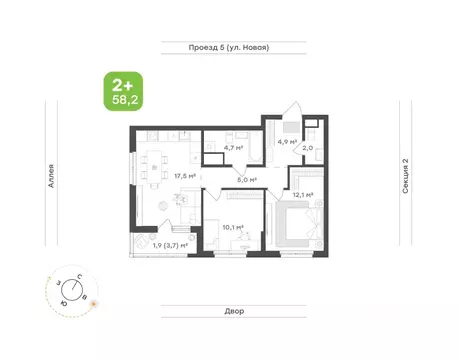 2-к кв. Свердловская область, Екатеринбург Академический мкр, 20-й ...