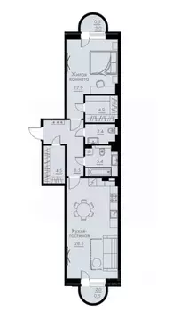 2-к кв. Воронежская область, Воронеж ул. Жилина, 7 (74.1 м)