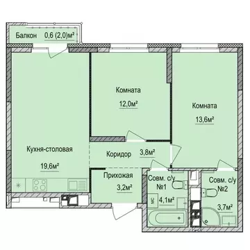 2-к кв. Удмуртия, Ижевск Союзная ул., 8Б (60.1 м)