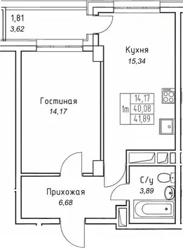 1-к кв. Саха (Якутия), Якутск 11-й кв-л,  (41.89 м)