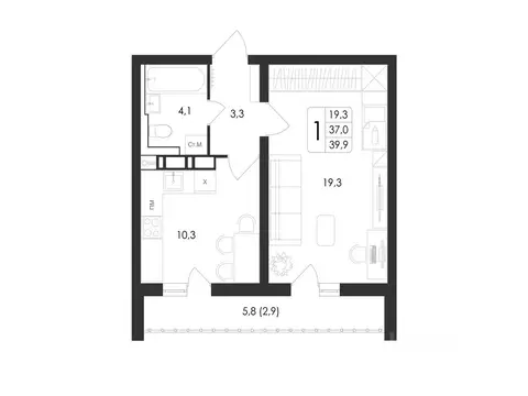 1-к кв. Воронежская область, Воронеж Первое Мая мкр, Май жилой ...