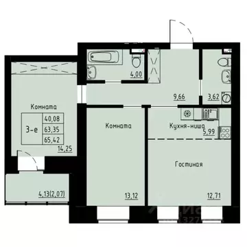 3-к кв. Красноярский край, Красноярск ул. Елены Стасовой, 82 (65.9 м)