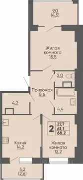 2-к кв. Чувашия, Чебоксары ул. Академика РАН Х.М. Миначева, поз11 ...