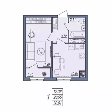1-к кв. Волгоградская область, Волгоград ул. Тракторостроителей, 31/1 ...