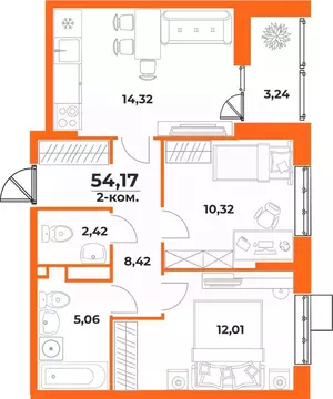 2-к кв. Хабаровский край, Хабаровск Брянский пер. (54.17 м)