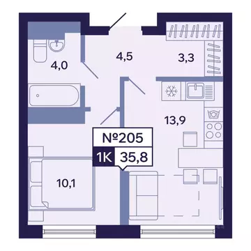 1-к кв. Саха (Якутия), Якутск ул. Новопортовская, 1А/1 (35.8 м)
