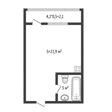 Квартира-студия: Краснодар, улица Евгении Жигуленко, 7 (22.9 м)