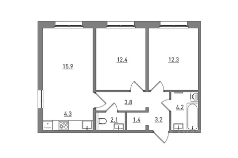 3-к кв. Кировская область, Киров ул. Чистопрудненская, 13А (59.6 м)