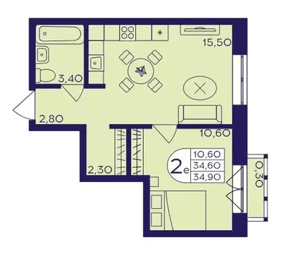 2-комнатная квартира: Балашиха, микрорайон Железнодорожный, улица ...