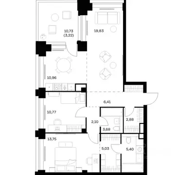 2-к кв. Москва Нова жилой комплекс, к2 (84.03 м)