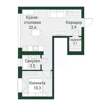 1-к кв. Челябинская область, Челябинский городской округ, пос. ...