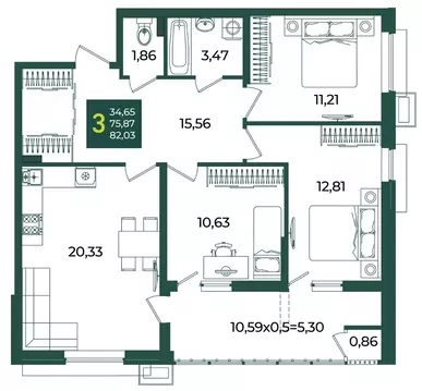 3-к кв. Краснодарский край, Краснодар Образцово мкр,  (82.03 м)
