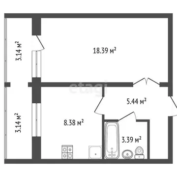 1-комнатная квартира: Архангельск, Стрелковая улица, 27к1 (35.9 м)