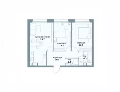 3-комнатная квартира: Москва, улица Василия Ланового, 3 (66.9 м)