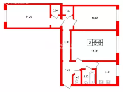 3-комнатная квартира: Санкт-Петербург, Новоизмайловский проспект, 42к2 ...