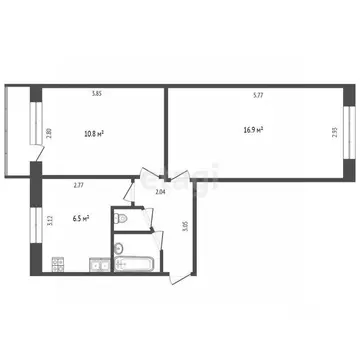 2-к кв. Тюменская область, Тюмень ул. Космонавтов, 33А (41.8 м)
