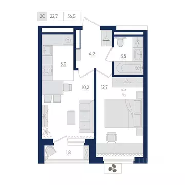 2-к кв. Башкортостан, Уфа бул. Яркий (36.5 м)