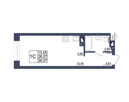 Студия Башкортостан, Уфа Космос жилой комплекс, лит1 (26.57 м)