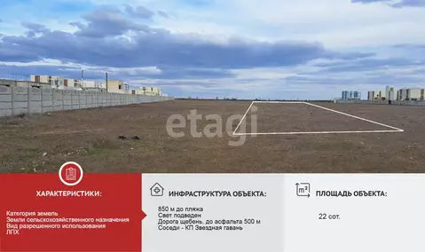 Участок в Крым, Сакский район, Молочненское с/пос, с. Витино  (22.0 ...