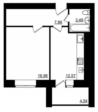 1-к кв. Костромская область, Кострома Малышково мкр,  (43.14 м)